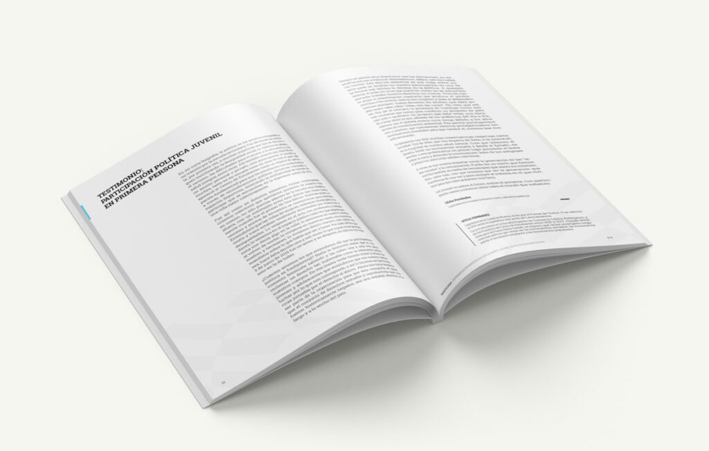 Mockup de publicación con contenido editorial para proyecto cultural.