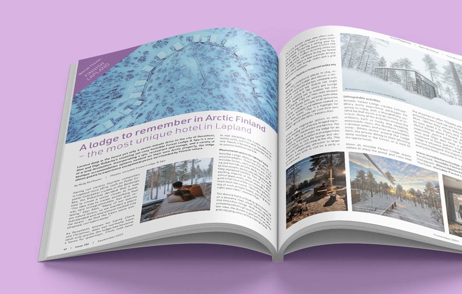 Spread editorial de revista sobre Finlandia en proyecto SCAN.